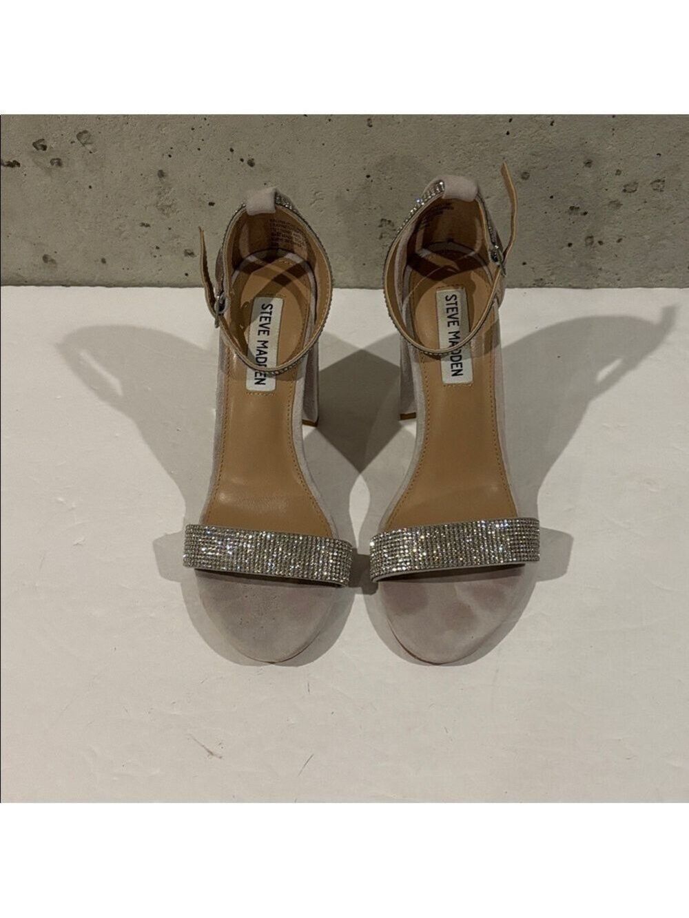 Steve Madden Gray Kalina Embellished Suede Ankle-Strap Sandals - Size 7